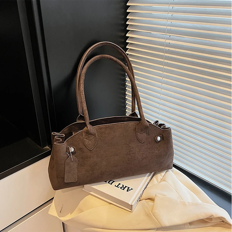 

Fashionable Brand Designer Square Bag French Elegant Handbag New Frosted Suede Commuter Bag Vintage And Fashionable Women's Bags