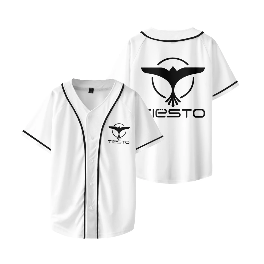 

Tiesto Merch Black/White Jersey Harajuku Thin button Baseball Uniform Men/Women Baseball Jersey For EDM Festivals