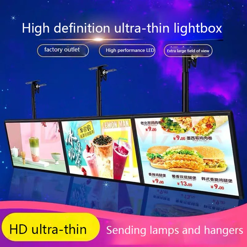 Kotak lampu iklan bingkai jepret LED ramping Makanan Cepat papan Menu LED restoran tampilan Poster kotak lampu iklan dinding