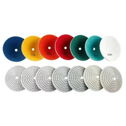 8Pcs 4 Inch 100mm Abrasive Flexible Convex Disc Diamond Arc Wet Polishing Pad For Marble Granite Stone Quartz Sink Grinding