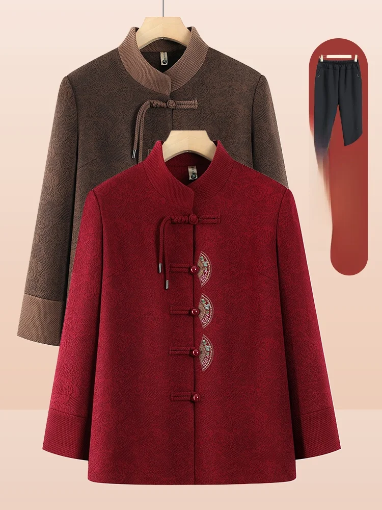 

Новая китайская весенняя верхняя одежда для женщин: праздничное свадебное платье, яркое, модное, свободного кроя, для пожилых дам