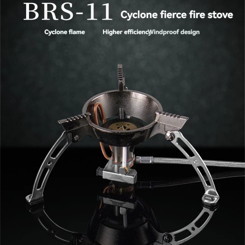 BRS11 Whirlwind Camping Gas Stove Windproof 3240W Portable Outdoor Picnic Burner with Rotating Flame Folding Furnace for Tourist