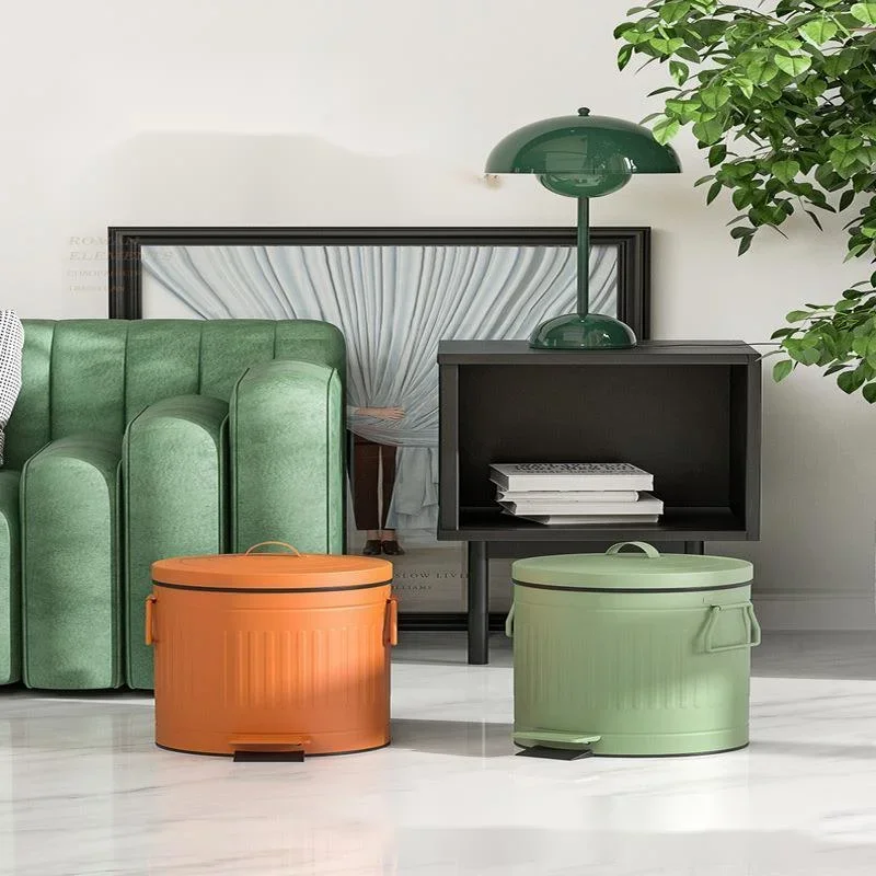 Nordic Retro FootOperated Trash Can Stainless Steel with Lid Storage Bin for Bathroom Kitchen Decor Practical Elegant Solution