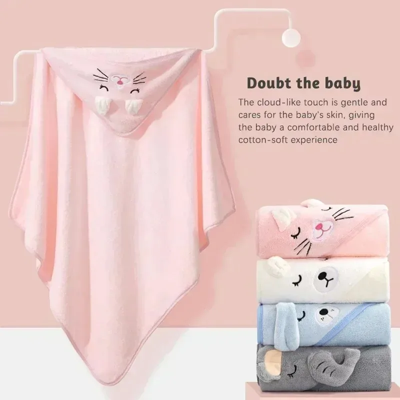 Toddler Baby Hooded Towels Newborn Kids Bathrobe Super Soft Bath Towel Blanket Warm Sleeping Swaddle Wrap for Infant Boys Girls