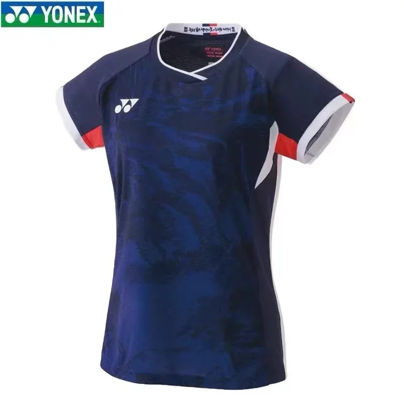 Yonex 2024 nowy strój do badmintona konkursowy strój treningowy szybkoschnący oddychający top pochłaniający pot z krótkim rękawem T-shirt