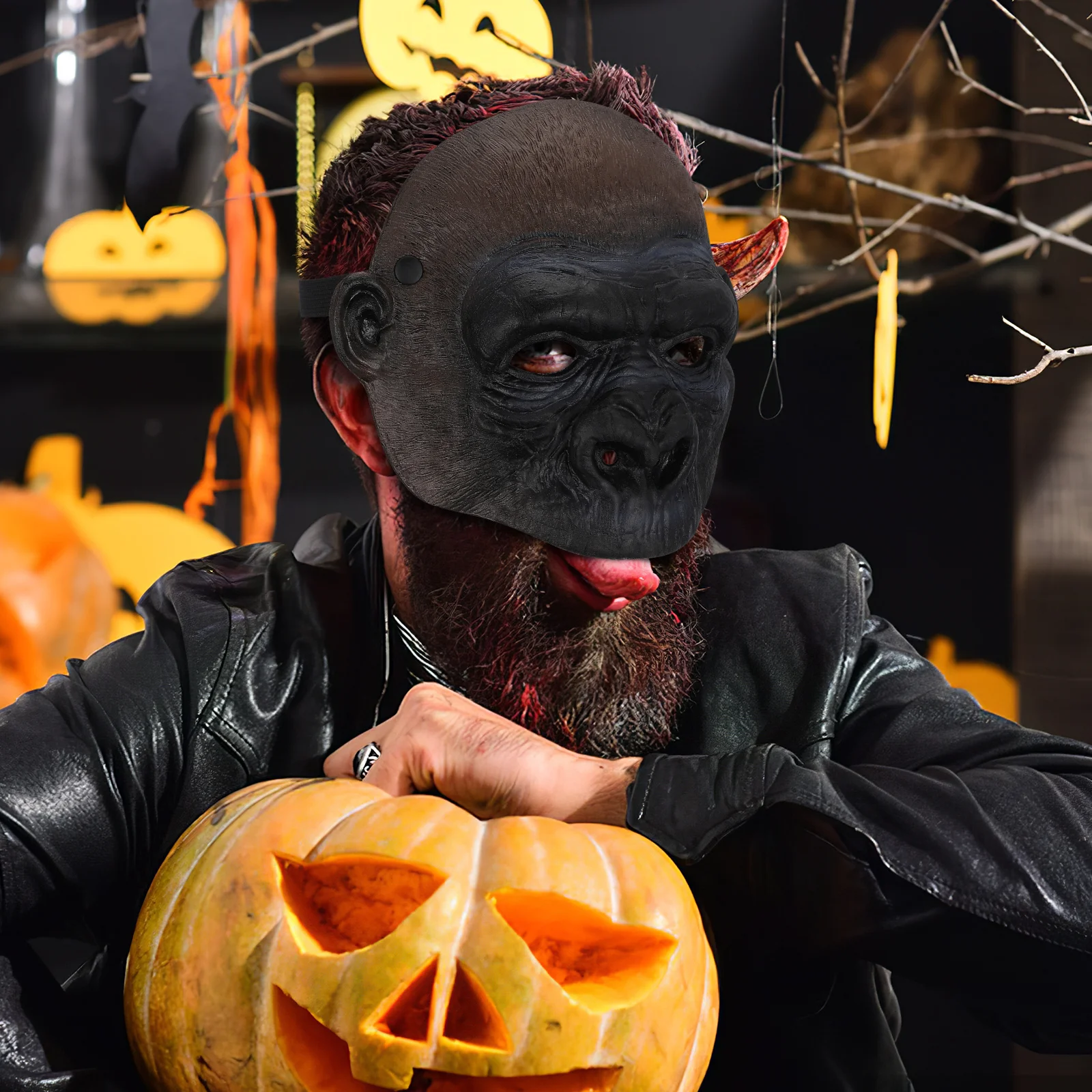 Monkey Mask Funny Adult Animal Half Mask For Halloween Party Masquerade Costume Festival Decorations Kids Men Women Play