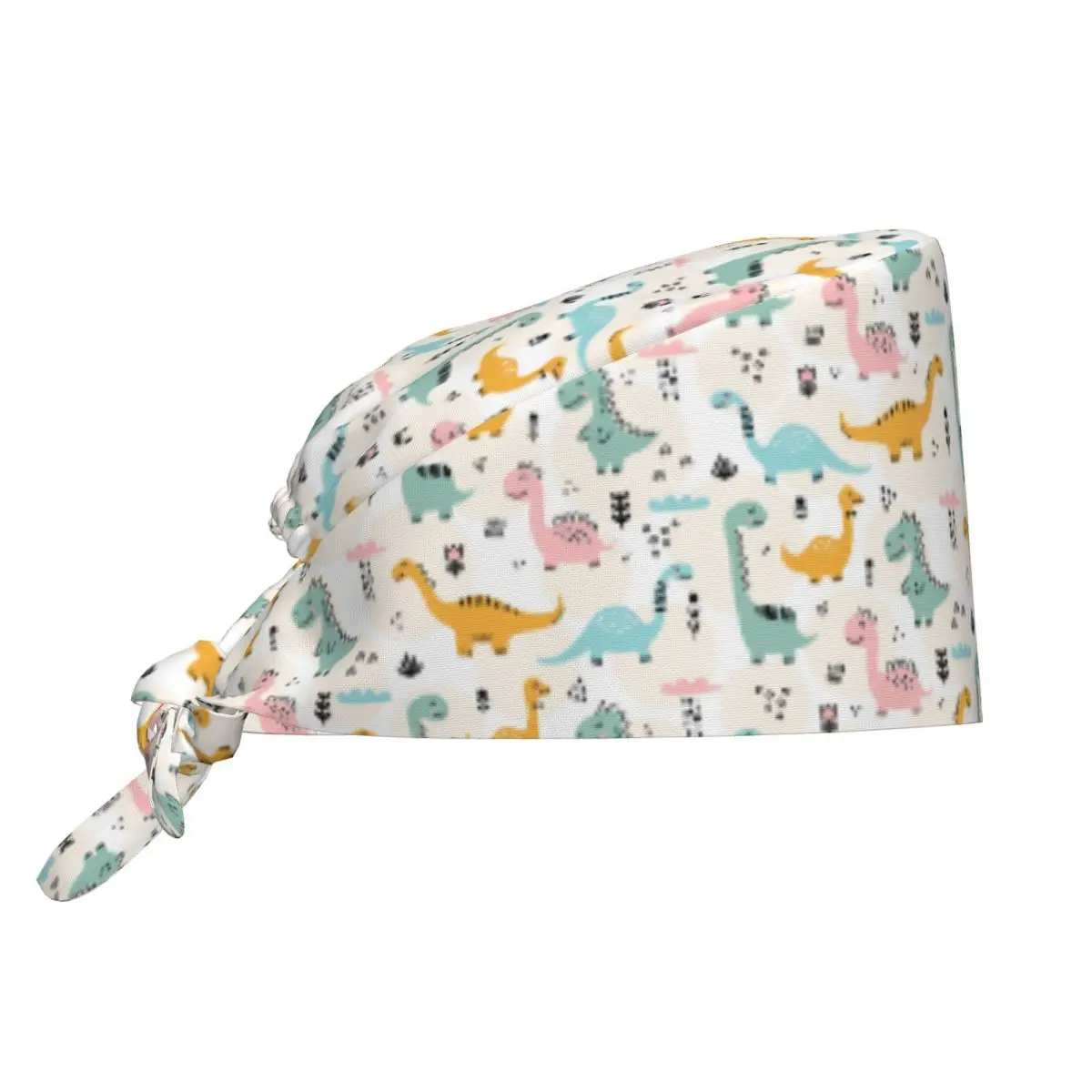 Custom Funny Dinosaur Cartoon Manga Scrubs Cap Surgical Hats Women Men Operating Room Cap Nursing Cap Lab Works Hat