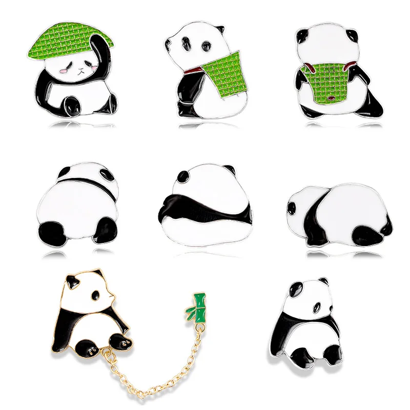 Cute Panda Brooch Pin Women Party Accessories Cartoon Animal Collar Pin Corsage Brooches Suit Clothing Backpack Accessories Gift