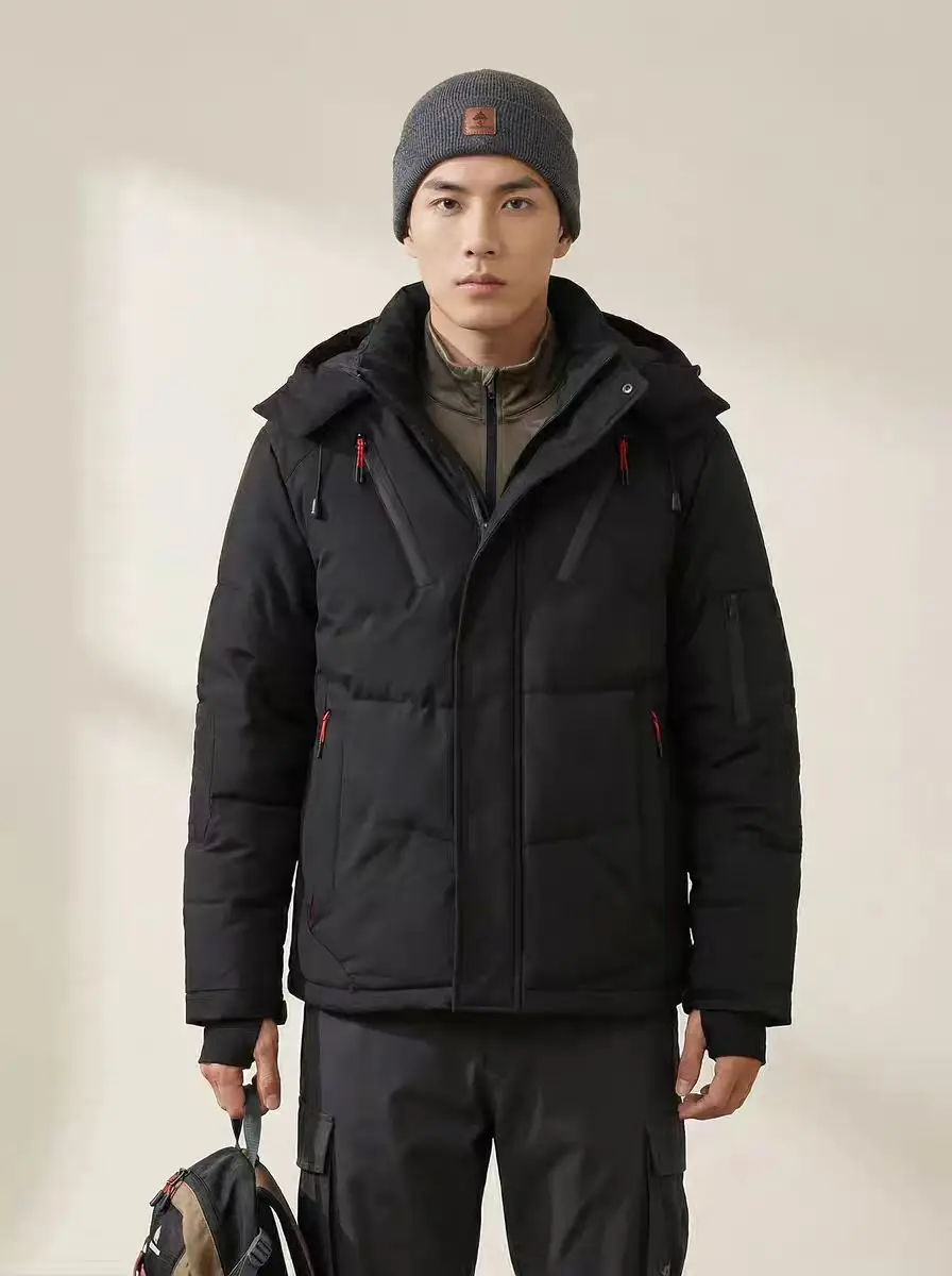 

Thiened Cotton Jaet Hooded Casual Men's Winter Outerwear 3D Tailoring Stand Version Pure Color Warm Polyester Fiber