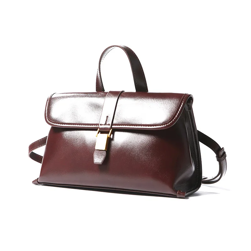 

Oilwax Cow Leather Tote Bag Small Ladies Cowhide Shoulder or Crossbody Bags Fashionable Genuine Leather Handbag