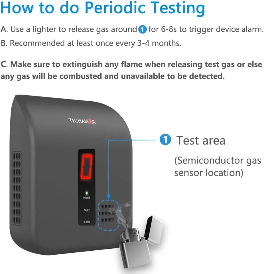 LPG كاشف الغاز الطبيعي ، تسرب التنبيه ، مراقبة البروبان لغاز الميثان LNG مع شاشة رقمية ، تدفئة الصوت ، أسود ، Y401