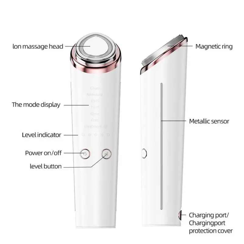 7 في 1 مكركرنت مدلك الوجه الحرارة والتبريد جهاز شد الجلد لتعزيز امتصاص الوجه الرقبة العين أداة العناية بالبشرة #6