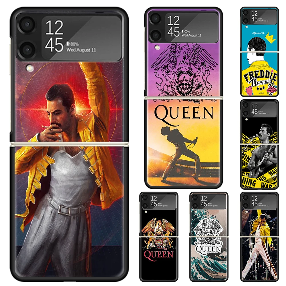 Rock Funky Freddie Mercury Queen Hard PC Phone Case For Samsung Galaxy Z Flip 6 5 4 3 Black Cover ZFlip6 Flip5 Flip4 5G Foldable