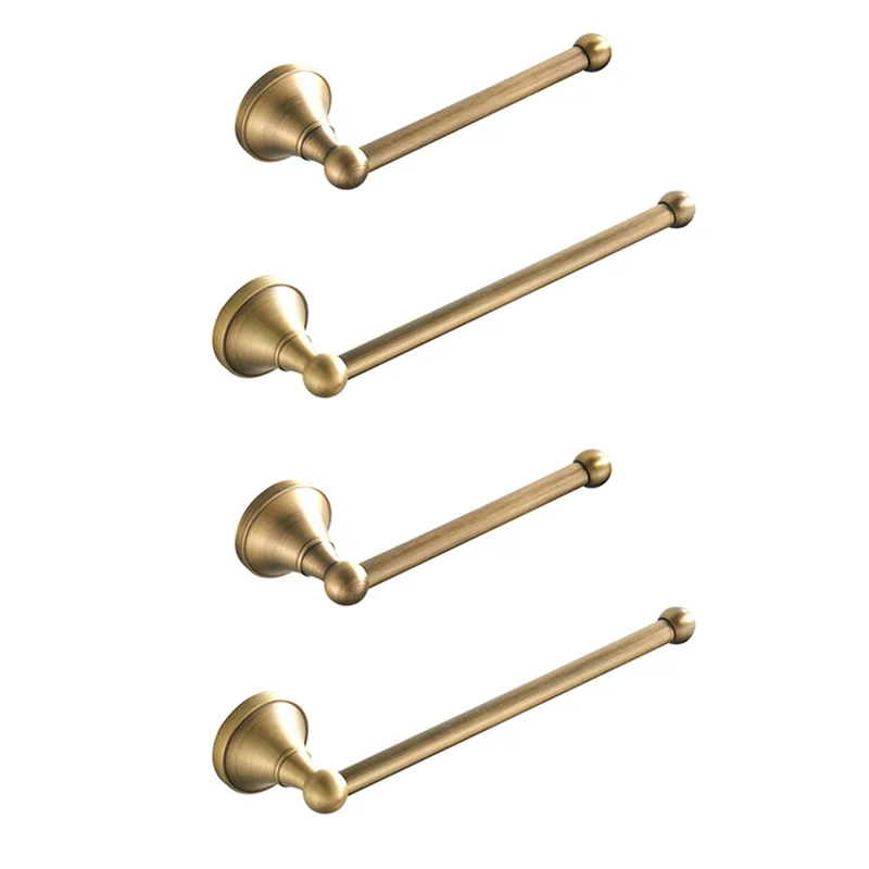 

ABRE-4 Piece Bathroom Accessory Set - Towel Rail And Toilet Paper Holder Antique Brass Wall Mount, Brushed Bronze
