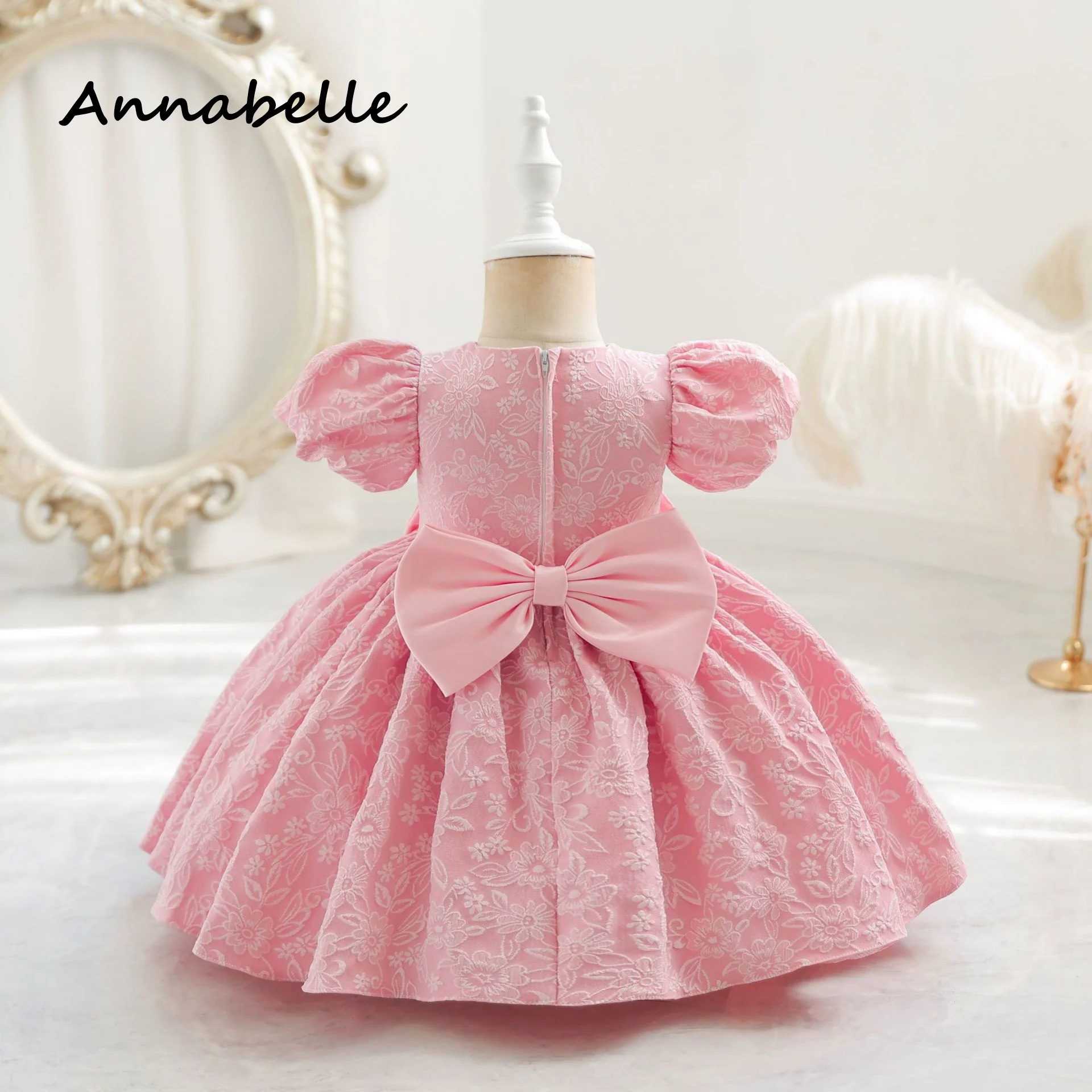 Annabelle Flower Baby Girl Bow Dress For Wedding Party Dress bambini colorati Puffy Baby Girl Clothes Princess vestidos