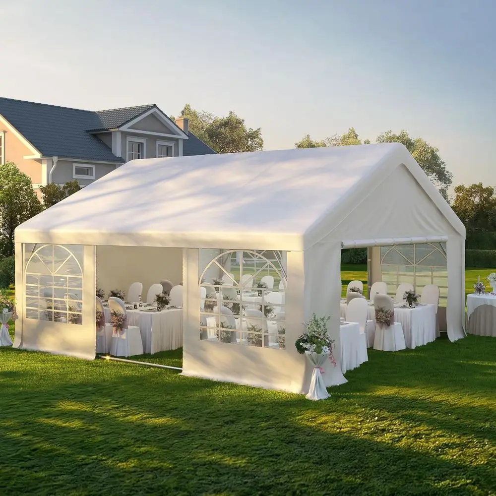 

20' x 20' Party Tent & Carport - Heavy Duty Outdoor Wedding Gazebo with 4 Sand Bags, Event Shelter or Outdoor Event, Wedding, Bi
