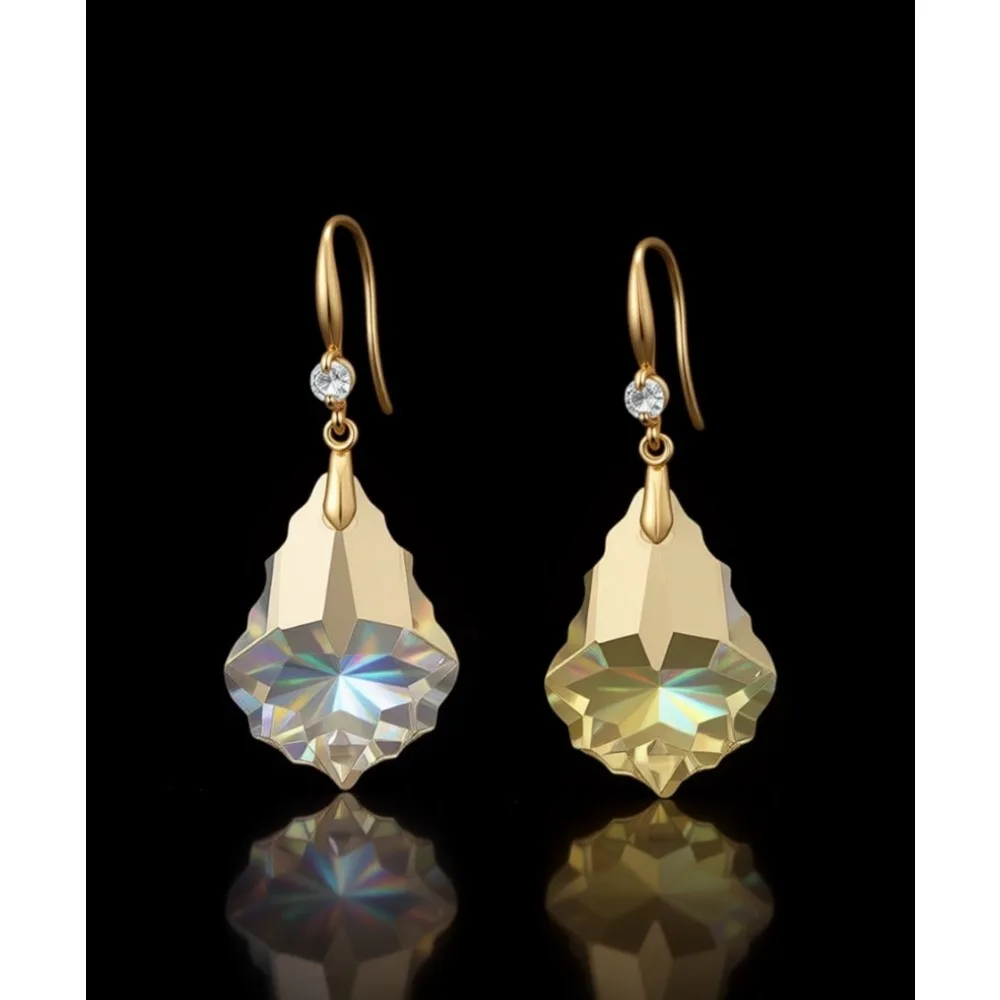 

Модные серьги-подвески в стиле барокко с австрийскими кристаллами для женщин, позолоченные 14-каратным золотом, гипоаллергенные, в подарок