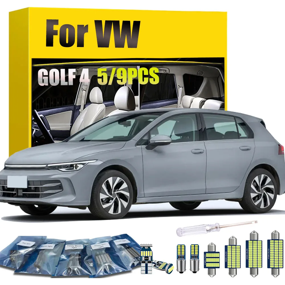 

5/9PCS Car Interior Reading Dome Light Kit for VW VOLKSWAGEN GOLF4 High Brightness Trunk Bulb Auto Replacement Accessories