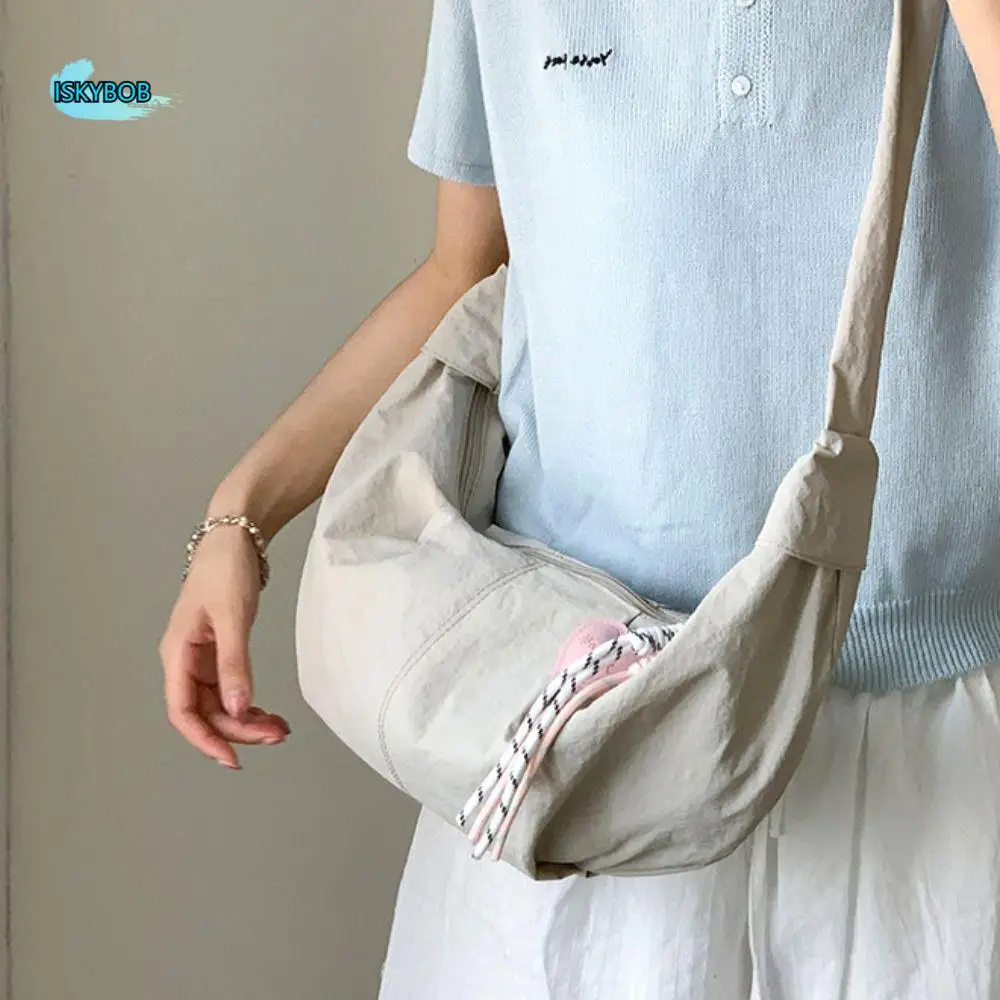 

Нейлоновая сумка для пельменей большой емкости, однотонная повседневная сумка через плечо для отдыха, кошелек в японском стиле, спортивная сумка на плечо для улицы