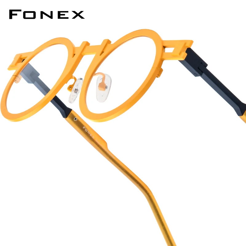 FONEX Pure Titanium Glasses Frame Men 2025 New Fashion Brand Design Vintage Round Eyeglasses Women Retro Japanese Eyewear 85833