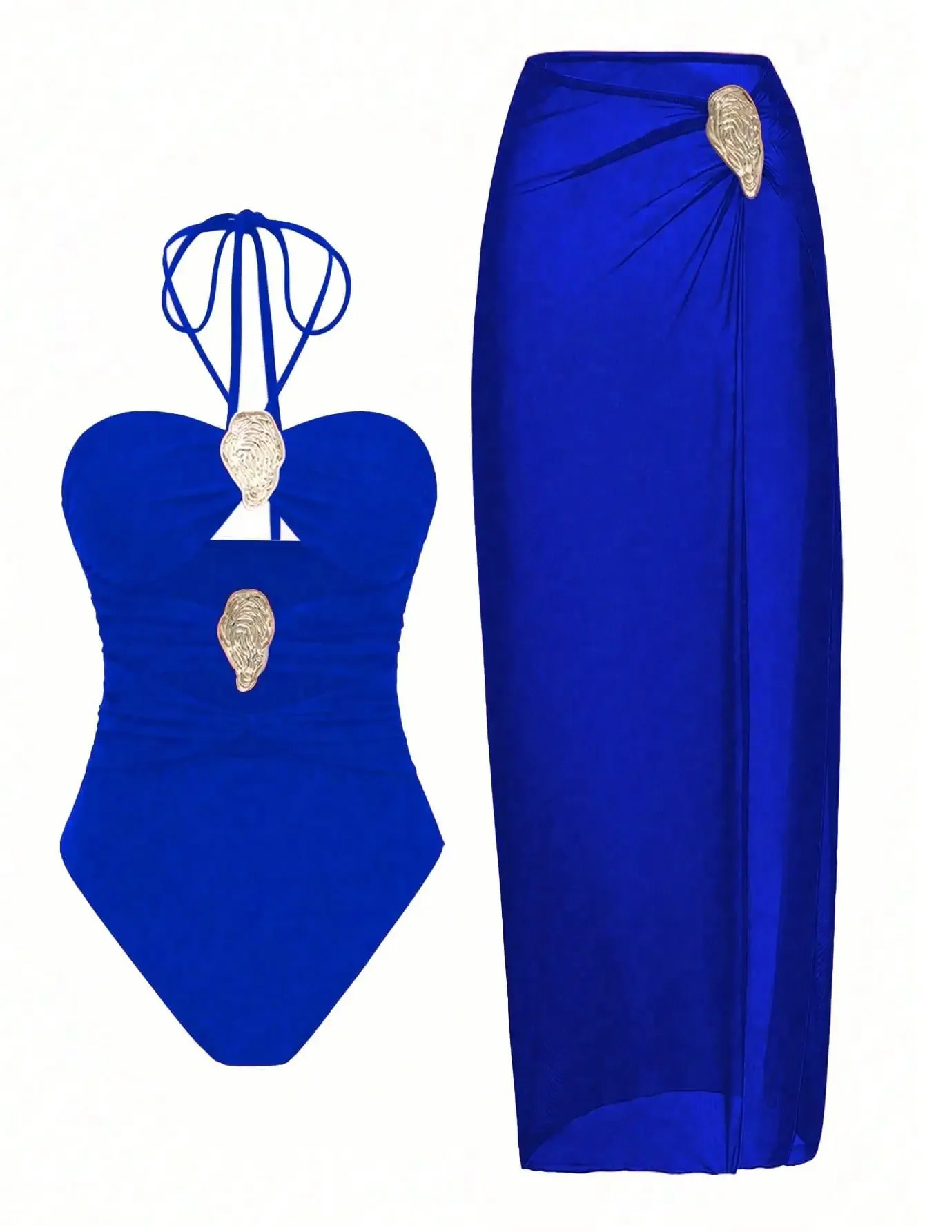 Luxuriöser, schulterfreier Badeanzug für Damen, sexy, ausgehöhlte Badebekleidung mit Patchwork-Gürtel, Strandmode-Body für 2025,