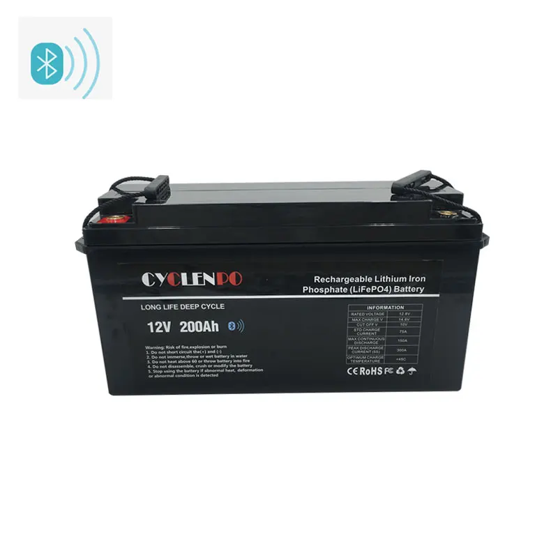 

Customized with wireless batterie lithium 12v 200ah lifepo4 battery with bms deep cycle for solar and ev