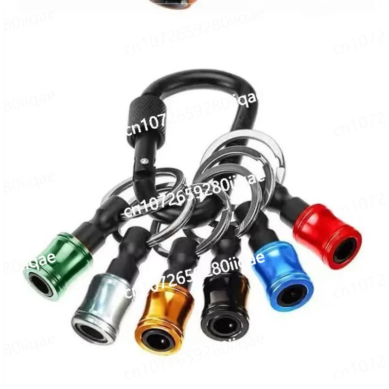 High Quality Portable 1/4 Aluminum Screwdriver Head Key Chain with Hexagonal Handle