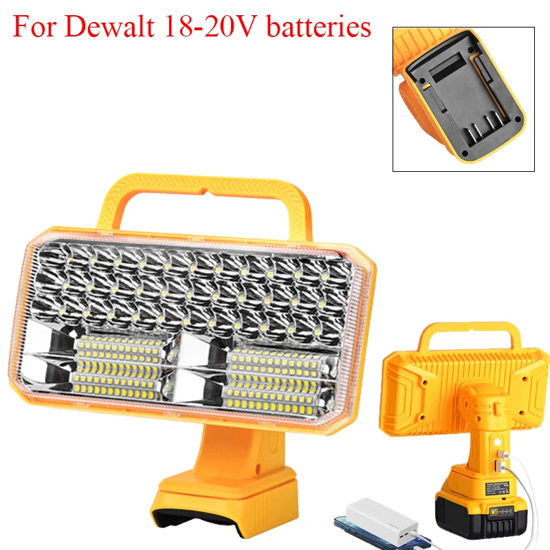 

Portable Emergency Light LED Work Light Torch for Makita/DeWalt/Milwaukee/Bosch/Black&Decker/Craftsman 18-20V Lithium Batteries