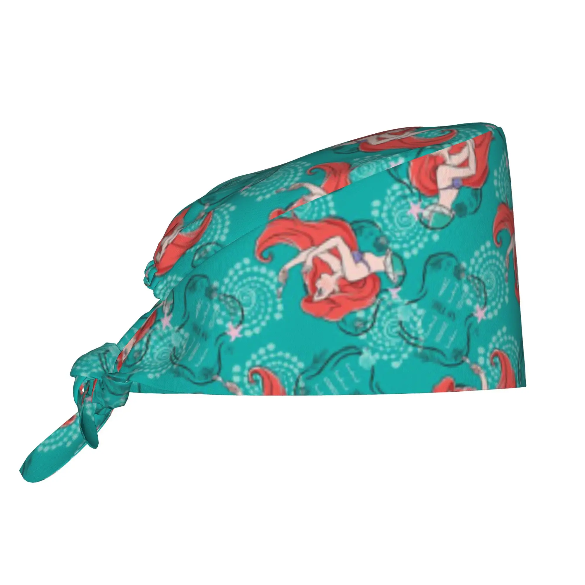 Littles Anime Mermaides Breathable Scrub Hat Surgical Scrub Caps Nurse Medical Cap Fish Manga Work Scrubs Hat Medical Surgical