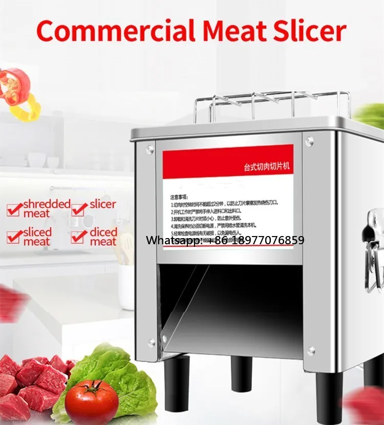 2026 New Design Stainless Steel Meat Cube Cutter Slicer Mincer Kitchen Processing Machine Semi Automatic Adjustable Thickness 22