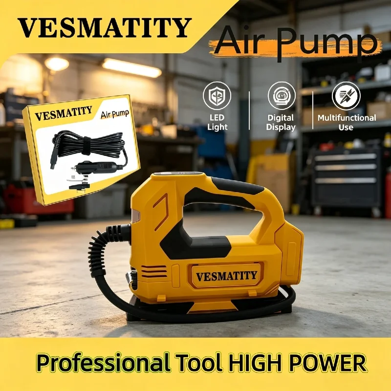 VESMATITY Cordless Car Tire Inflator Electric Pump Air Compressor Portable High Speed Heavy Duty for 18V Batteries Pro Max Unit