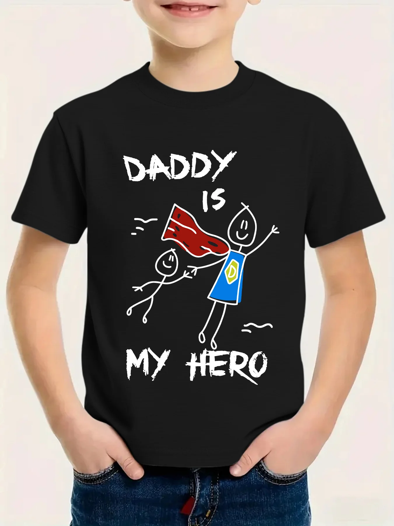 2026 New Family Daddy Is My Hero Matching Cotton Tee Parent Boy Girl Soft Summer Crew Neck Short Sleeve Top for Family Fans