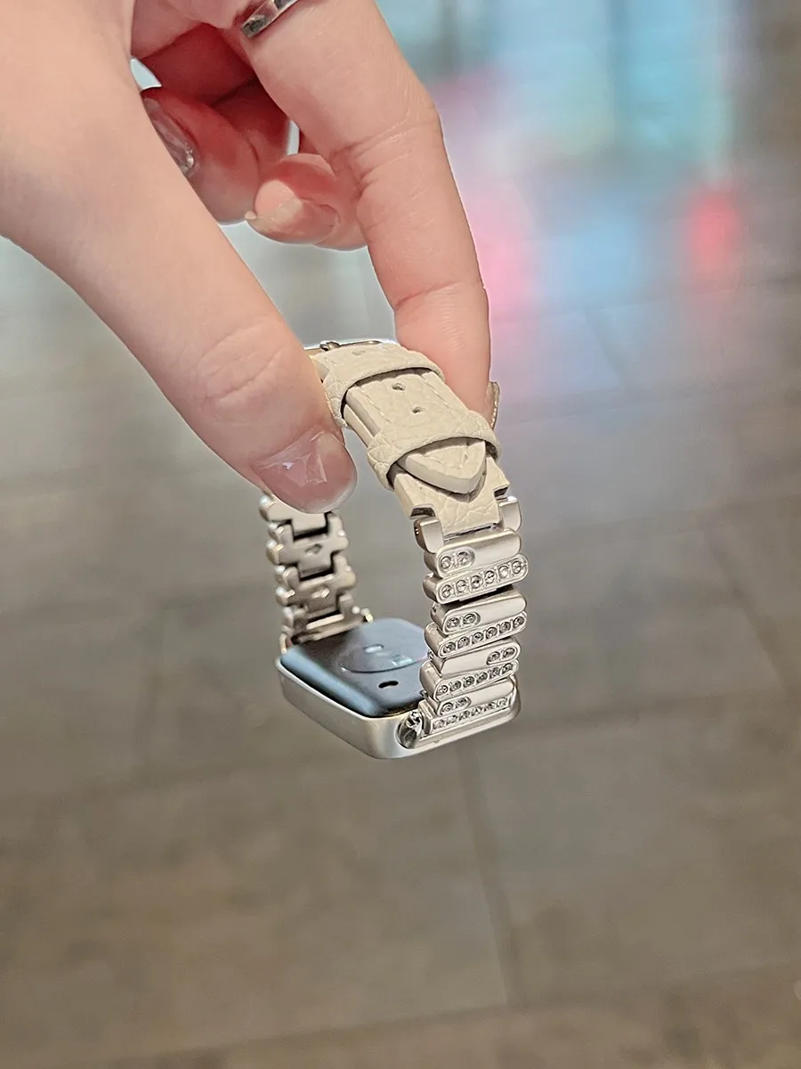 

Irregular diamond encrusted leather suitable for Huawei GT5/GT5 Pro/GT4/GT2/3/4 22mm/20mm/18mm fashionable watch straps