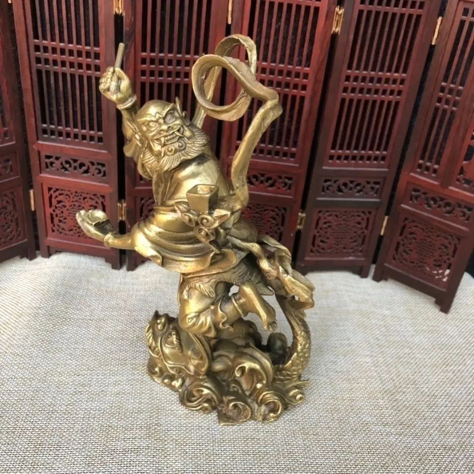 Copper Lucky Zhong Kui Statue Taoist Tianshi Kwei Star Pointing To The Big Dipper Statue Office Home Decor Gift
