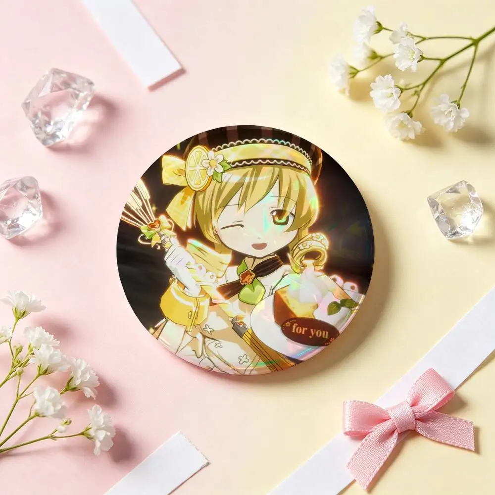 Mami Tomoe Cute Anime Figure Badges 25 32 44 58 75 Mm Round Cosplay Pin Bag Decor Fans Collect Friends Gifts Brooch Souvenir view 5