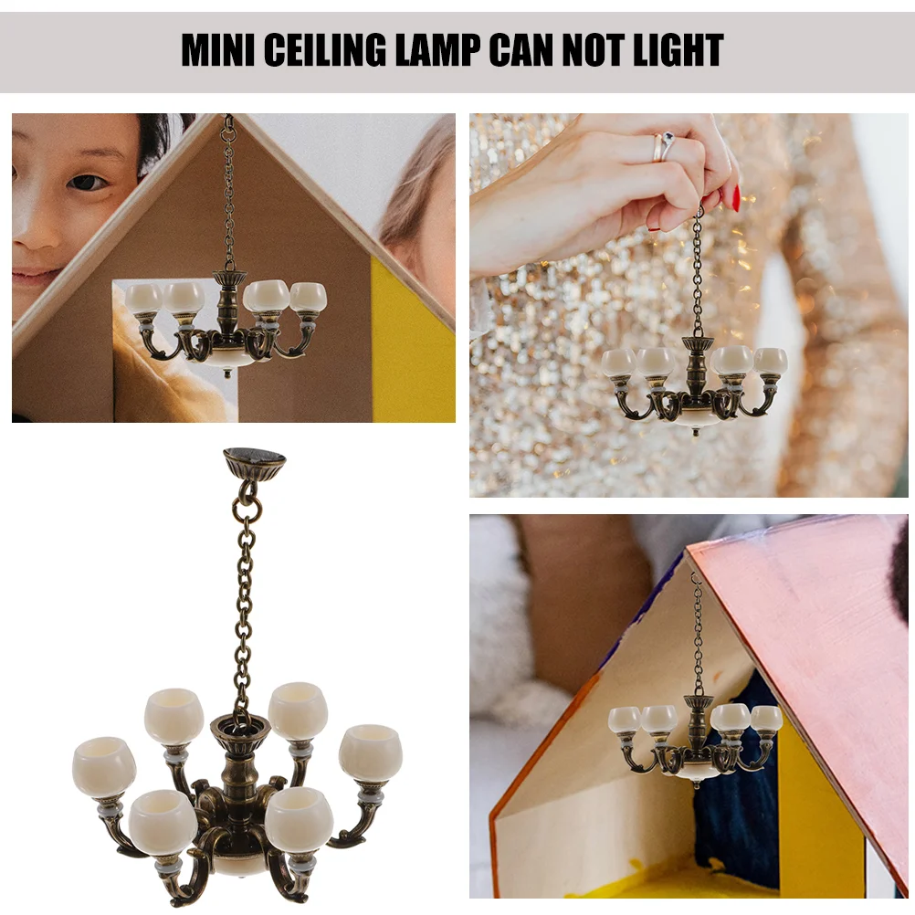 2 Pcs Dollhouse Chandelier Ceiling Lamp Accessories Micro Landscaping Decor Mini Coffee Tiny Craft