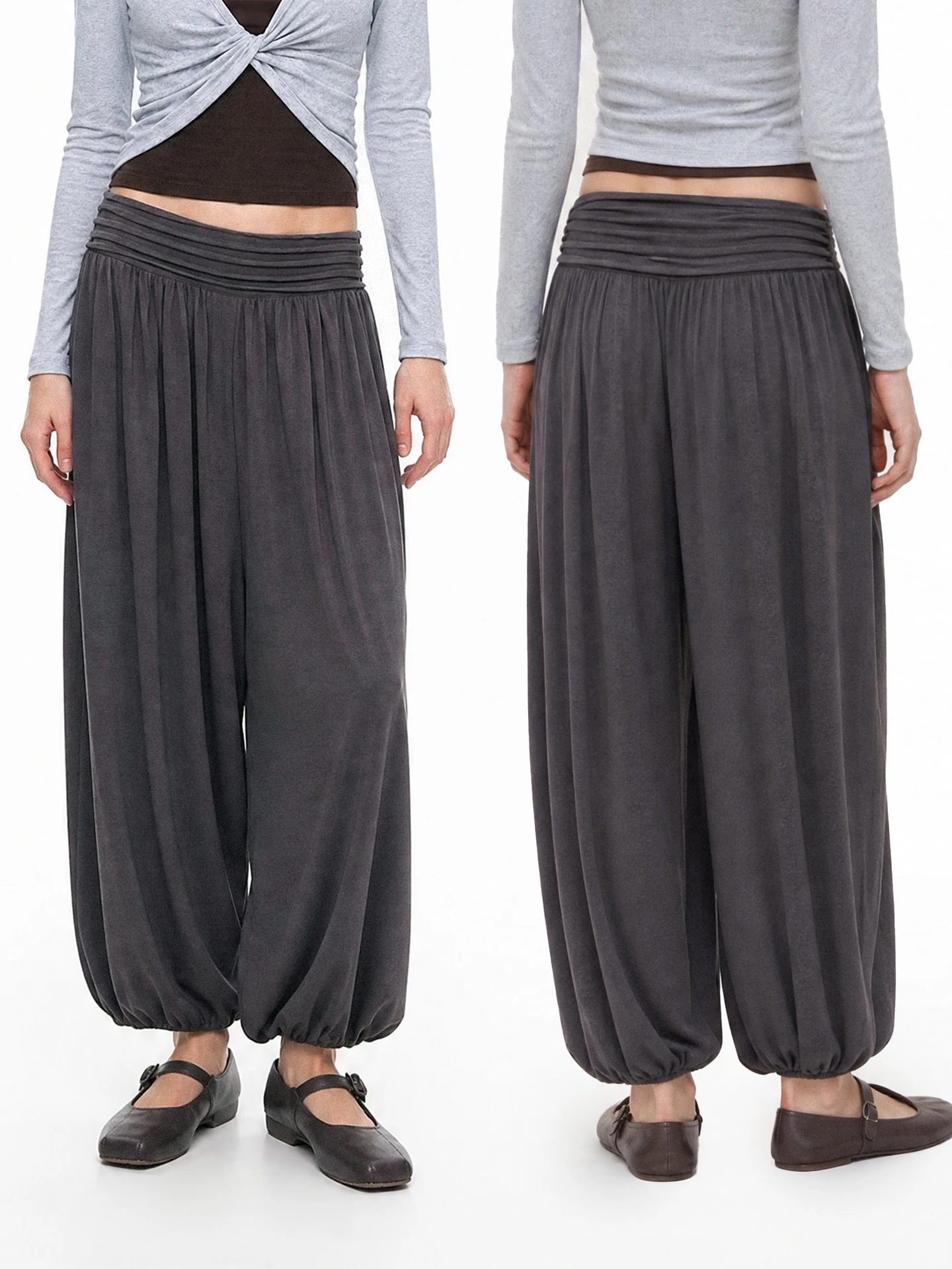 TDDP Rêve Lierre Casual Pants Women's Autumn 2026 New Style Early Autumn Trousers Lantern Pants Nine Points Cuffed Pleated
