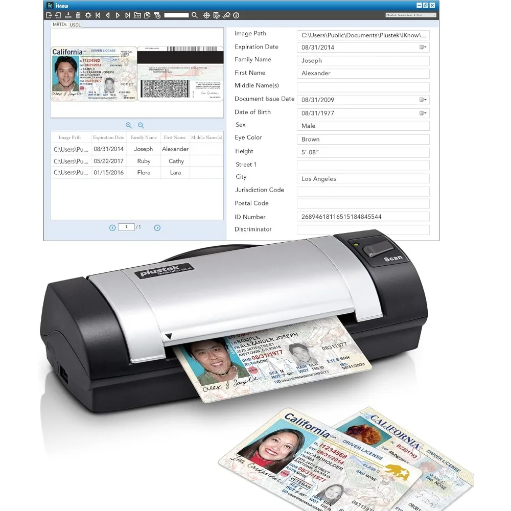 Duplex Driver License & ID Card Scanner - Bundle Software can Automatically Extracts ID Data and Populates into Data Fields