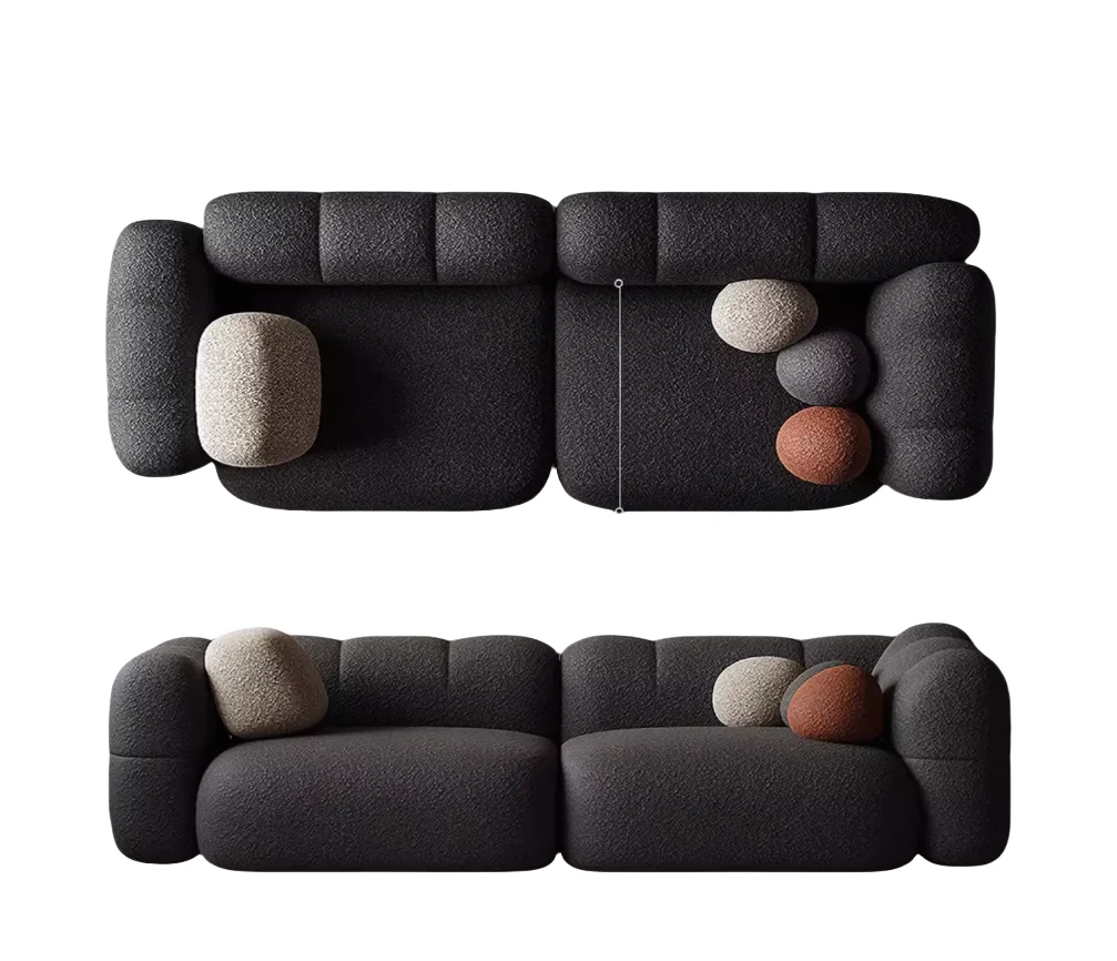 # Minimalist Fabric Sofa Suede Straight 3-Seater Convertible And Extendable  Small Living Spaces