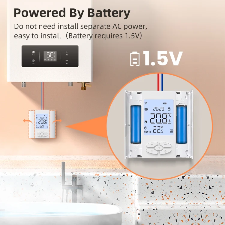 AVATTO Zigbee 온도조절기 Tuya 스마트 온도 컨트롤러, 가스 보일러 액추에이터용 배터리 전원, 알렉사 구글 홈과 작동