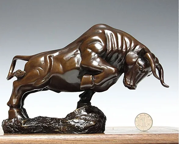 successful -large -TOP collection Home office Decor stock-market COW Bronze  statue Decoration- best Business birthday gifts