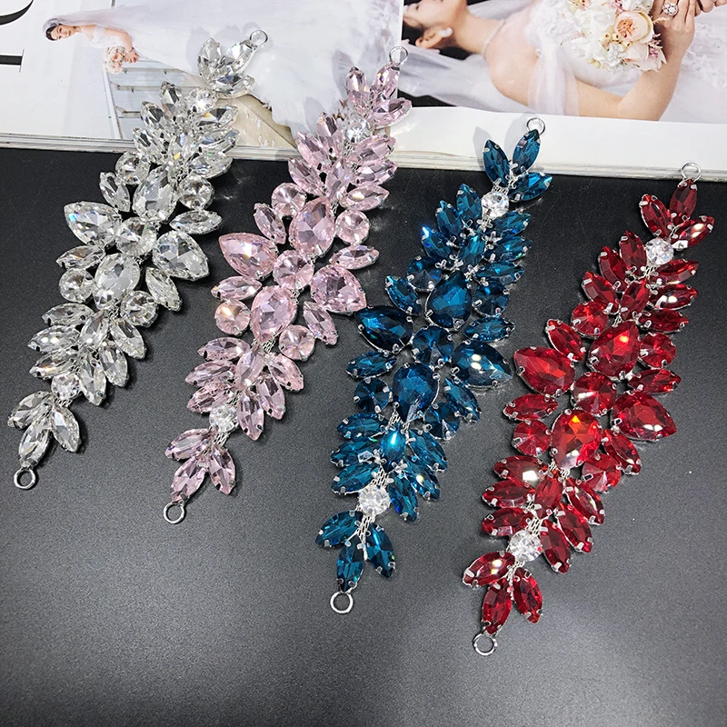 Qing Family Colorful Crystal Patch Sewing On Rhinestone Glass Welding Flower Decal For Wedding Boots Decorative Accessories