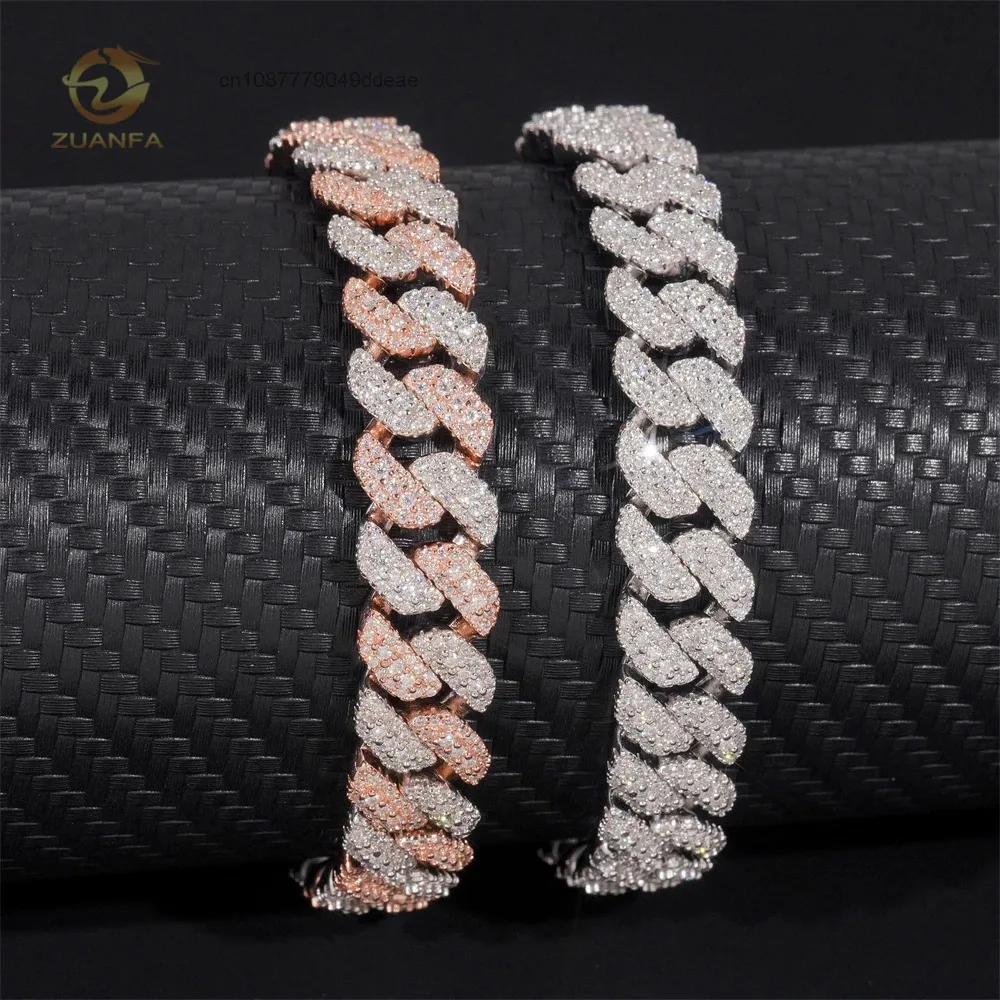 Special 10MM Desig High Quality Moissanite Diamond Hip Hop Bracelet 925Silver Iced Out Cuban Link Bracelet With GRA Certifica