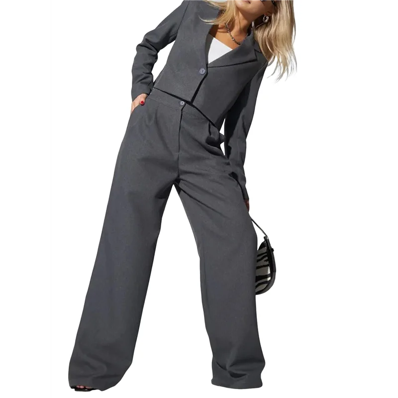 ABRT-2 قطعة ملابس للنساء سترات متأنقة عالية الخصر مستقيمة الساق السراويل الدعاوى مجموعة الأعمال عارضة