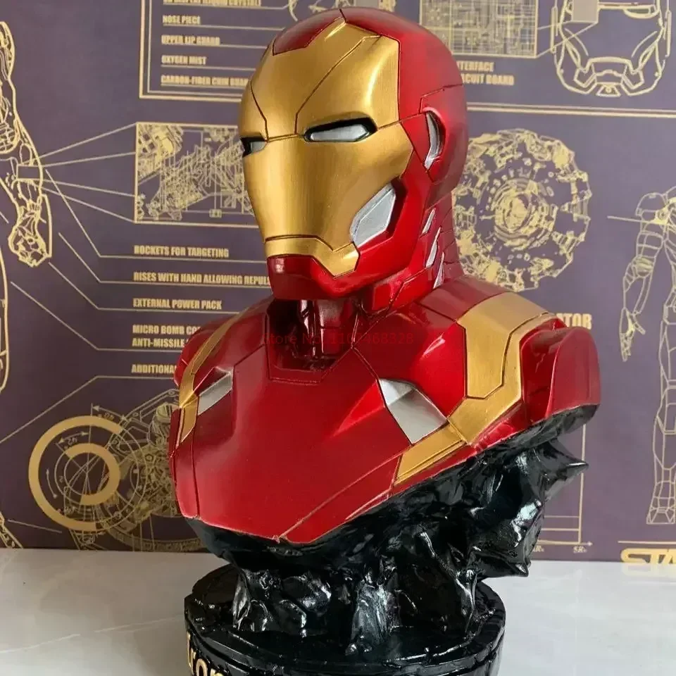 36cm Iron Man Bust Action Figure Marvel Resin Statue Collection Hero Model Room Decoration Art Sculpture Crafts Gift  Decoratio