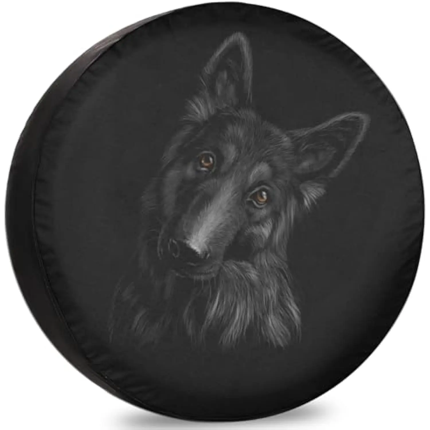 Black German Shepherd Dog Tire Cover Spare Wheel Protector for RV Trailer SUV Marine