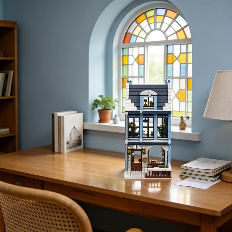 

Набор строительных блоков MOC Holiday Main Street Extension, 794 детали, синяя сезонная модель, конструктор, рождественский подарок для детей