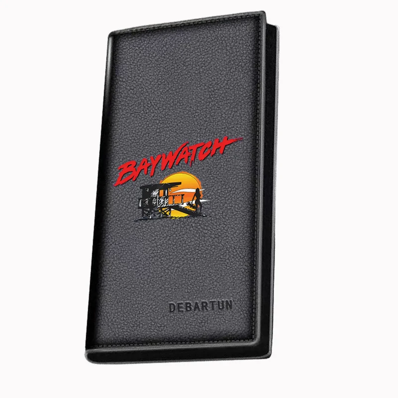 Lifeguard tower sunset silhouette Baywatch logo Men's Long Wallets Business Stylish Printing Design Casual Use Christmas Valenti