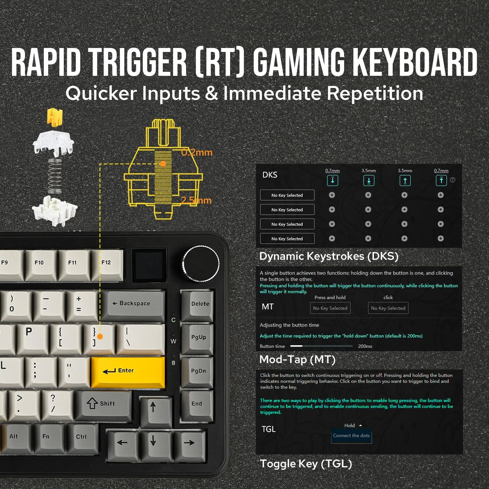 Imagem -02 - Teclado Mecânico Fio ou sem Fio Tri-mode 81 Chaves Hot-swappable Junta Estrutura 085 Tela Ajazz-ak820max