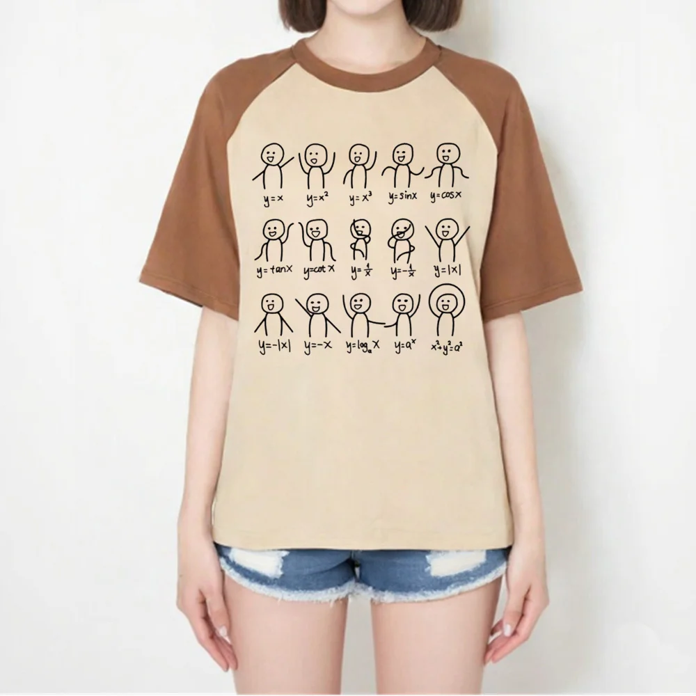 Algebraic Dancing Character Mathematical Equation shirt teen harajuku  Pop Culture Colorful Punk t-shirt Trendy Comfortable